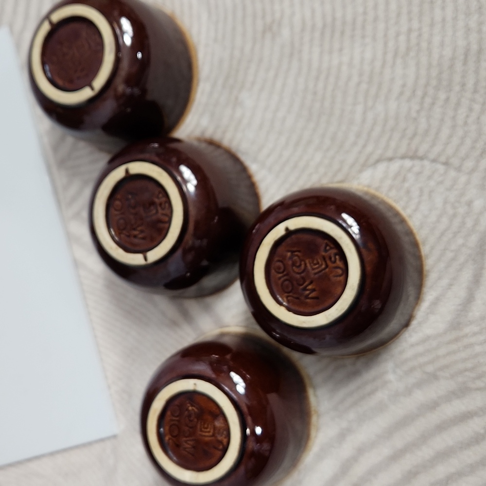 Set of 4 Vintage McCoy Brown Drip Glaze Ramekins Custard Cups #7010 - Picture 4 of 5